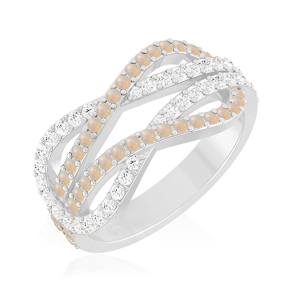 Infinity Crossover Band Ring| Sterling Silver Birthstone Ring | Genuine Gemstone & Diamond Studded Ring | Personalized Promise Ring | Gift for Her