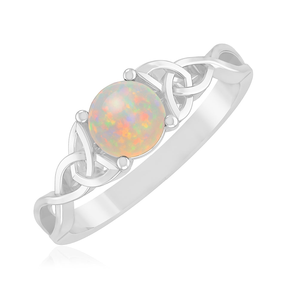 Celtic Knot Ring | Sterling Silver Birthstone Ring | Genuine Gemstone & Diamond Studded Ring | Personalized Promise Ring | Gift for Her