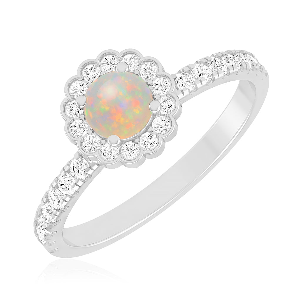 Flower Cluster Ring | Sterling Silver Birthstone Ring | Genuine Gemstone & Diamond Studded Ring | Personalized Promise Ring | Gift for Her