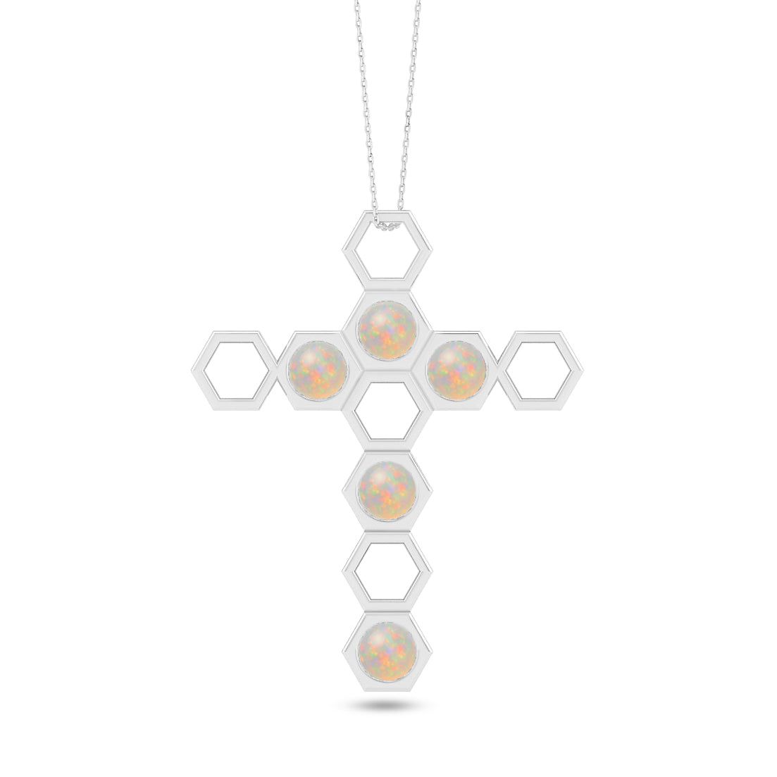 Geometric Cross Pendant | Sterling Silver Birthstone Necklace | Adjustable Chain | 15 Gemstone Choices | Personalized Gemstone Pendant