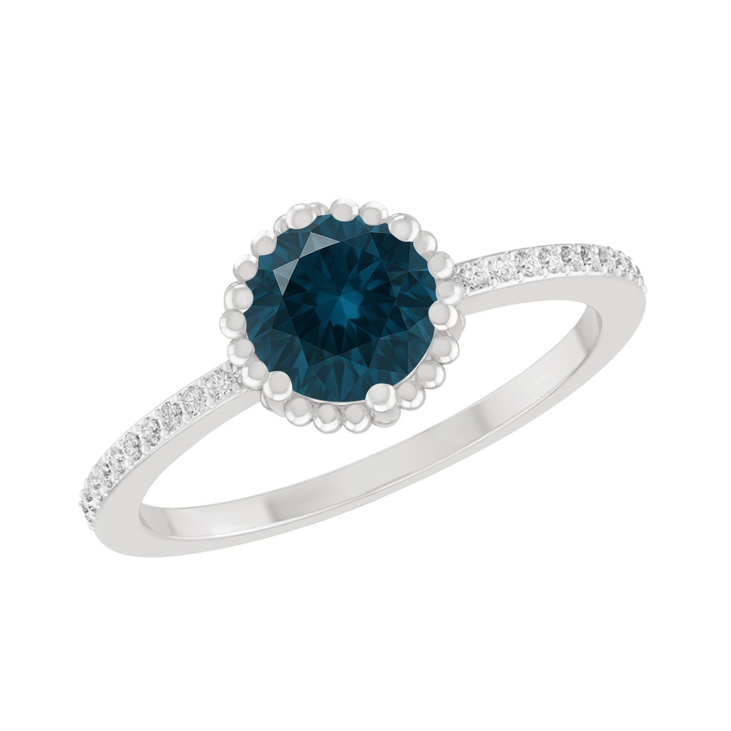 Bezel Halo Solitaire Ring | Sterling Silver Birthstone Ring | Genuine Gemstone & Diamond Studded Ring | Personalized Promise Ring | Gift for Her