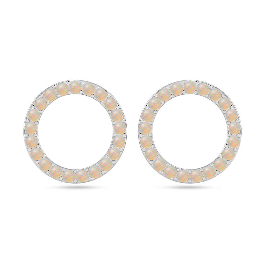 Circle Frame Stud Earrings | 925 Sterling Silver Birthstone Stud Earrings | Diamond Accent Gemstone Earrings | 15 Birthstone Options | Gift for Women