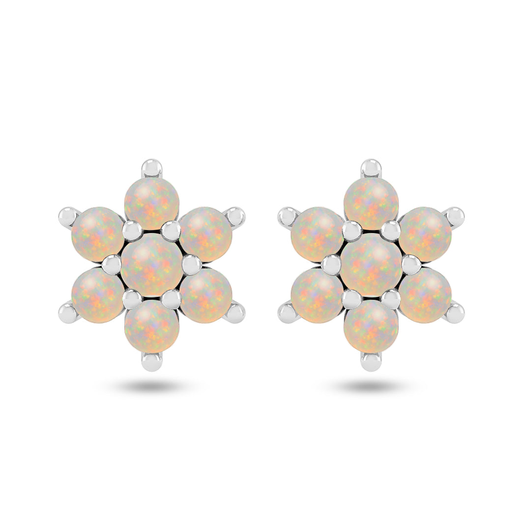 Floral Cluster Stud Earrings | 925 Sterling Silver Birthstone Stud Earrings | Diamond Accent Gemstone Earrings | 15 Birthstone Options | Gift for Women