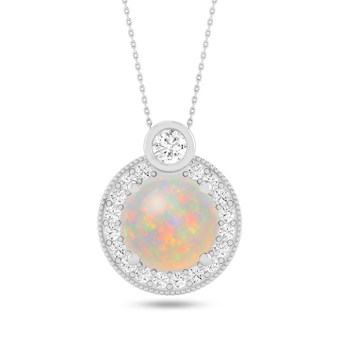 Round Halo Pendant | Starburst Pendant | Heart Knot Teardrop Pendant | Sterling Silver Birthstone Necklace | Diamond Accent | Adjustable Chain | 15 Gemstone Choices