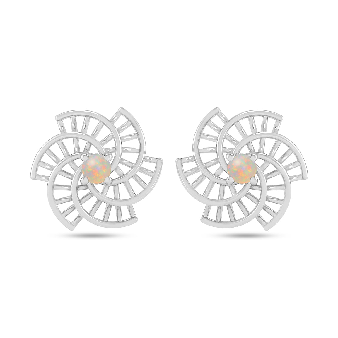 Spiral Floral Stud Earrings | 925 Sterling Silver Birthstone Stud Earrings | Diamond Accent Gemstone Earrings | 15 Birthstone Options | Gift for Women
