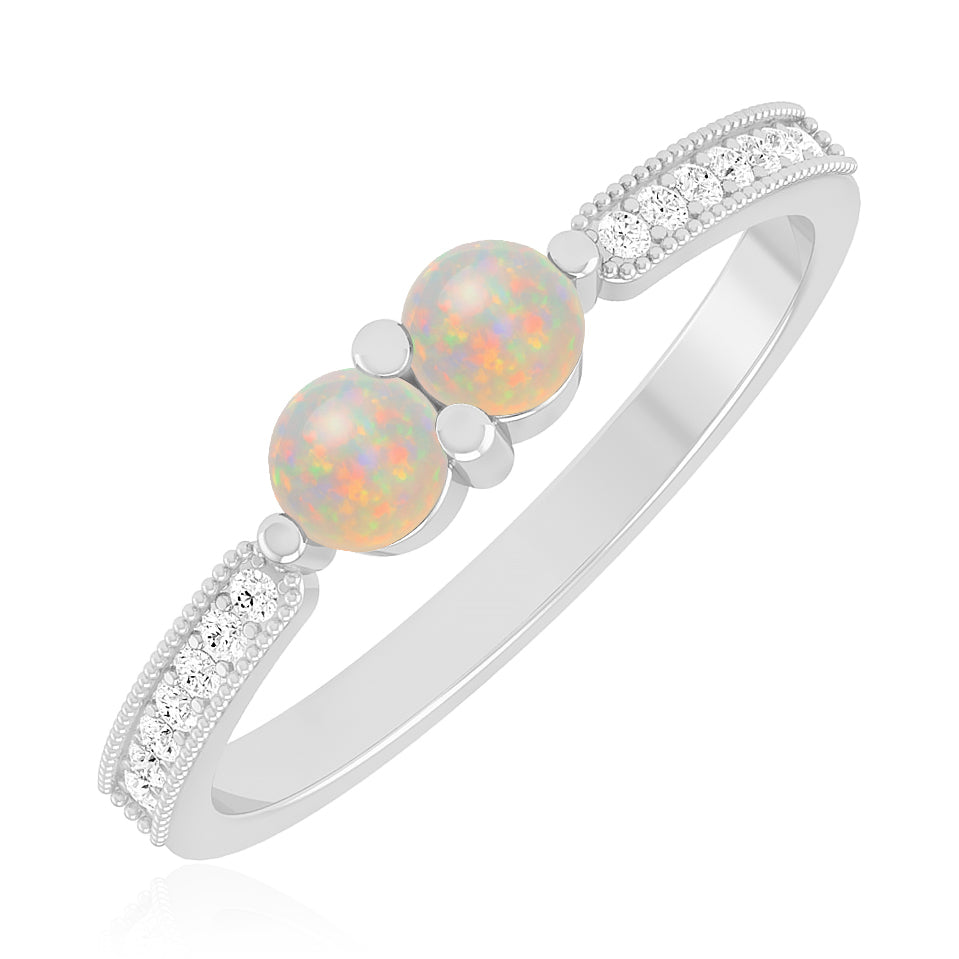 Toi et Moi Ring | Sterling Silver Birthstone Ring | Genuine Gemstone & Diamond Studded Ring | Personalized Promise Ring | Gift for Her