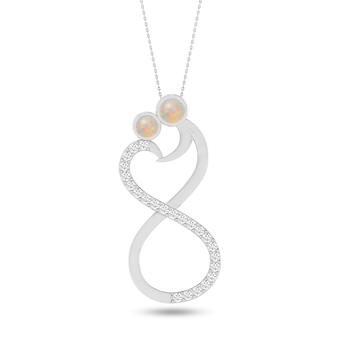 Couple Heart Infinity Pendant | Starburst Pendant | Heart Knot Teardrop Pendant | Sterling Silver Birthstone Necklace | Diamond Accent | Adjustable Chain | 15 Gemstone Choices