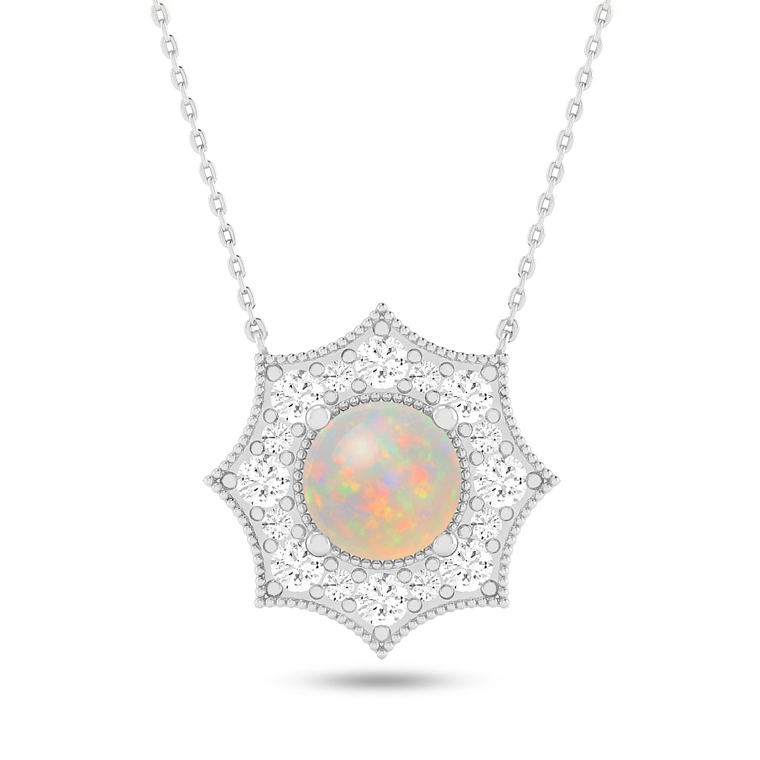 Snowflake Halo Pendant | Starburst Pendant | Heart Knot Teardrop Pendant | Sterling Silver Birthstone Necklace | Diamond Accent | Adjustable Chain | 15 Gemstone Choices