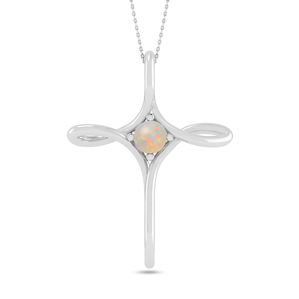Infinity Cross Pendant | Sterling Silver Birthstone Necklace | Adjustable Chain | 15 Gemstone Choices | Personalized Gemstone Pendant