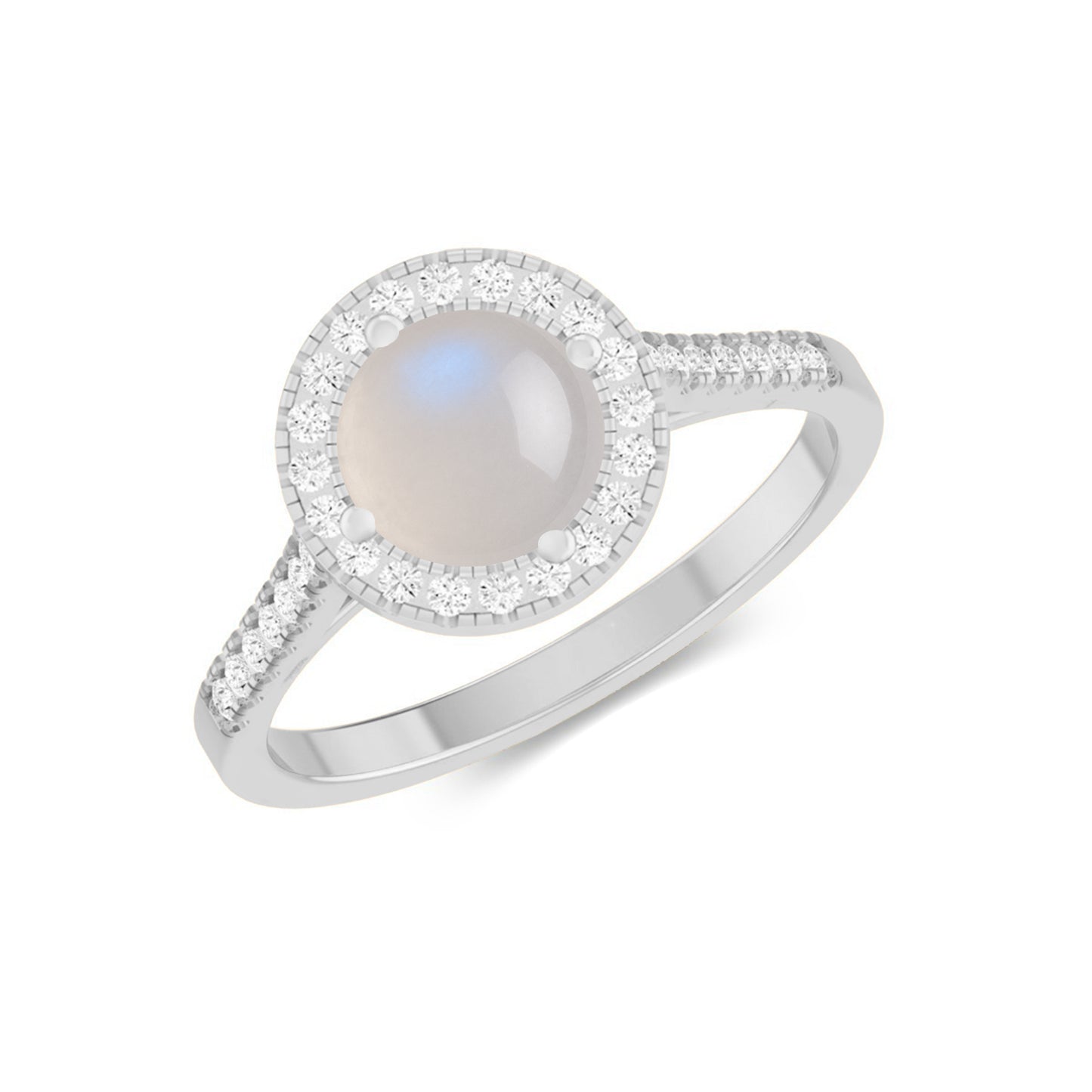 Halo Solitaire Ring | Sterling Silver Birthstone Ring | Genuine Gemstone & Diamond Studded Ring | Personalized Promise Ring | Gift for Her