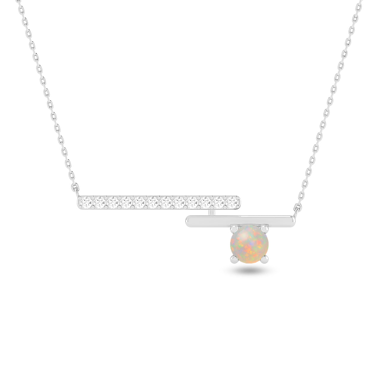 Geometric Bar Pendant | Starburst Pendant | Heart Knot Teardrop Pendant | Sterling Silver Birthstone Necklace | Diamond Accent | Adjustable Chain | 15 Gemstone Choices