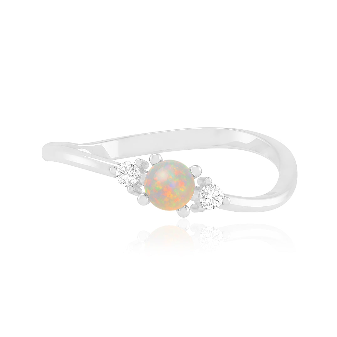 Three Stone Solitaire Ring | Sterling Silver Birthstone Ring | Genuine Gemstone & Diamond Studded Ring | Personalized Promise Ring | Gift for Her