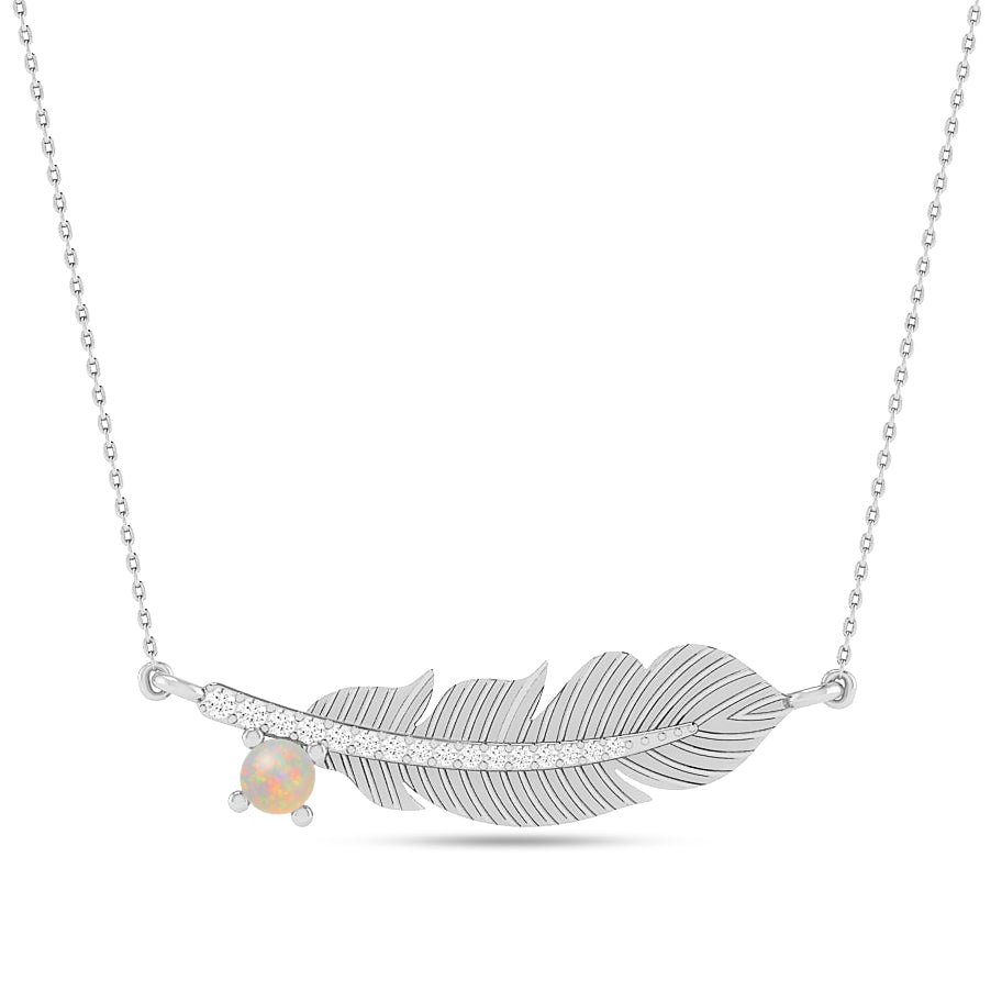 Feather Pendant Necklace | Starburst Pendant | Heart Knot Teardrop Pendant | Sterling Silver Birthstone Necklace | Diamond Accent | Adjustable Chain | 15 Gemstone Choices