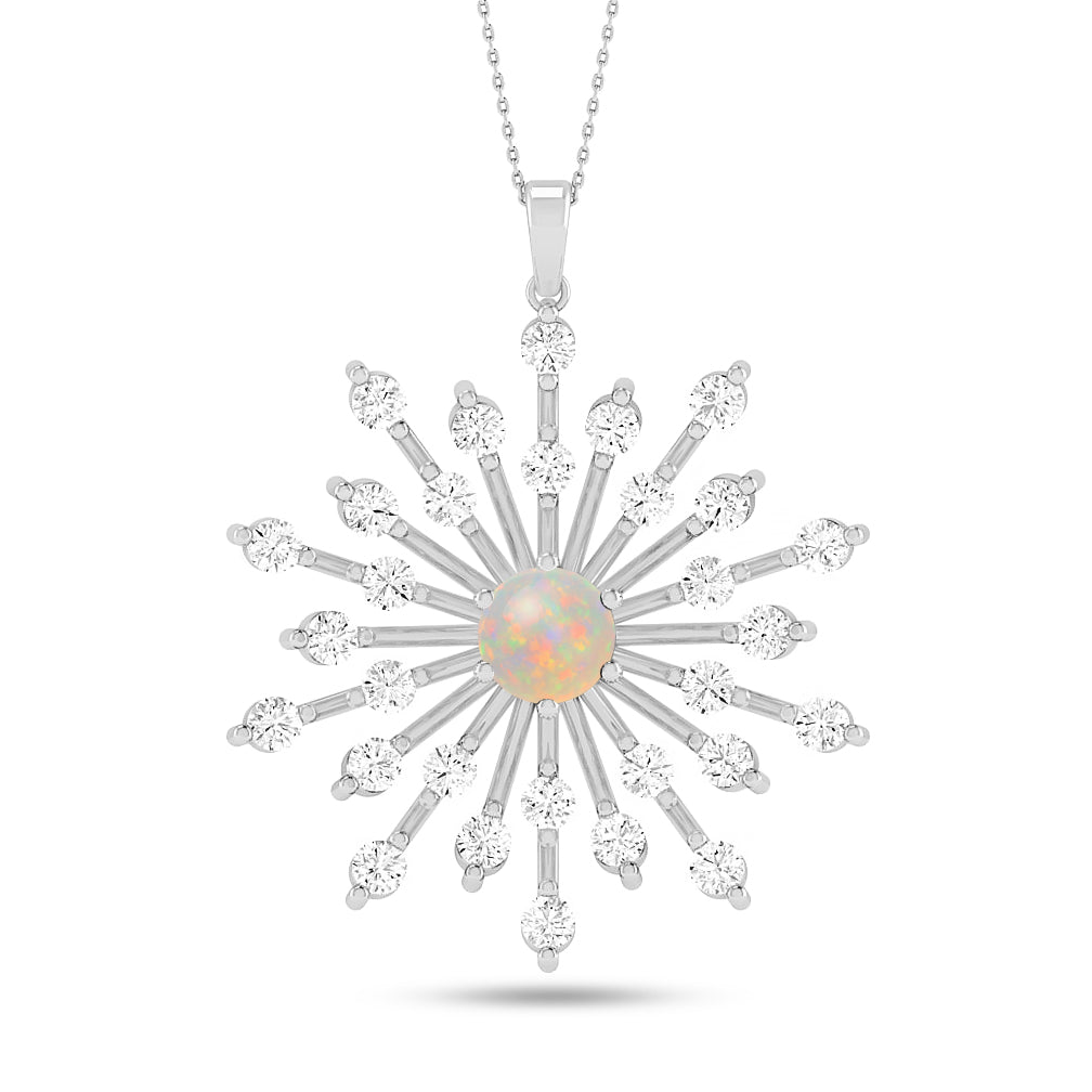 Starburst Pendant | Heart Knot Teardrop Pendant | Sterling Silver Birthstone Necklace | Diamond Accent | Adjustable Chain | 15 Gemstone Choices
