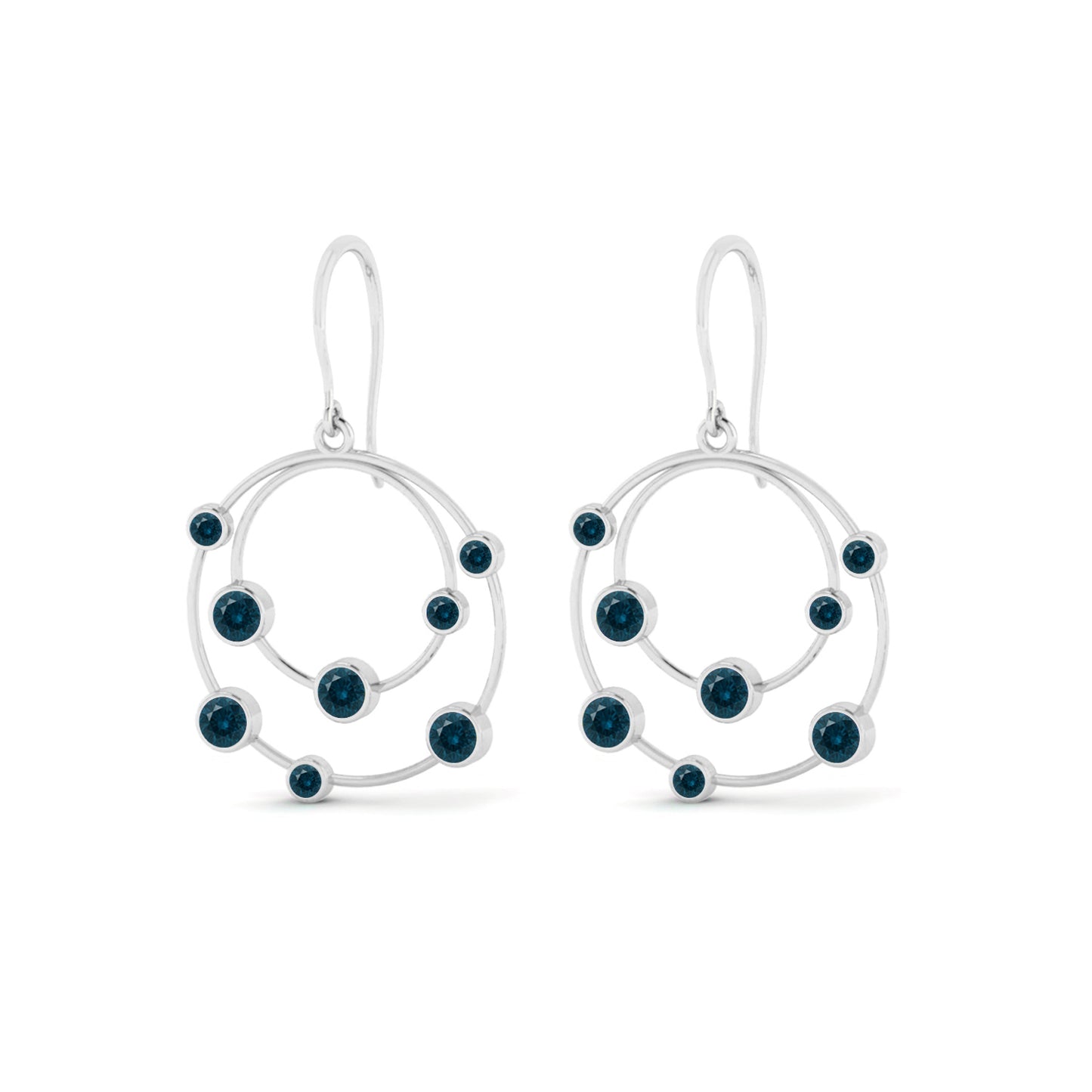 Open Circle Drop Earrings | 925 Sterling Silver Birthstone Stud Earrings | Diamond Accent Gemstone Earrings | 15 Birthstone Options | Gift for Women
