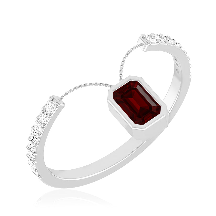 Open Bypass Ring | Sterling Silver Birthstone Ring | Genuine Gemstone Studded Ring | Personalized Promise Ring | Gift for Her