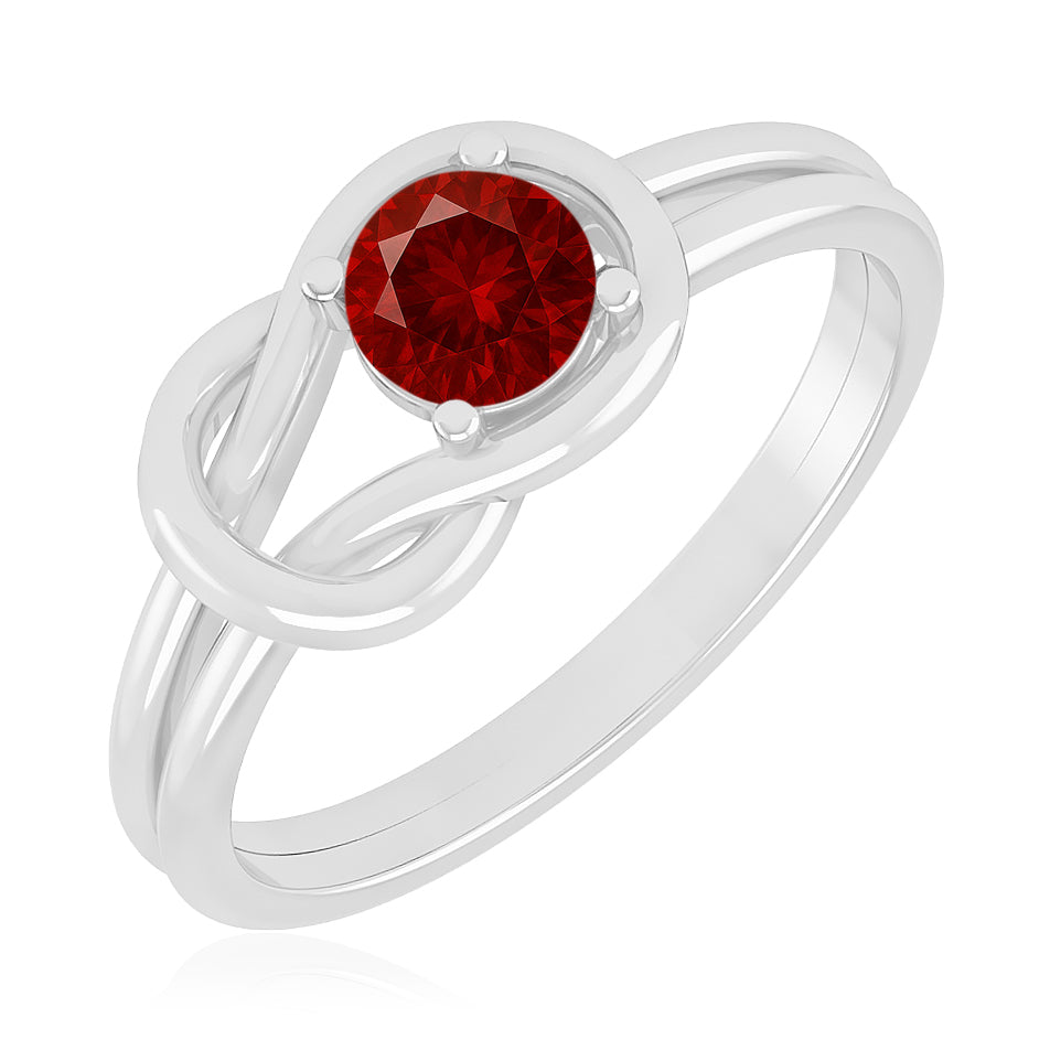 Infinity Knot Solitaire Ring | Sterling Silver Birthstone Ring | Genuine Gemstone & Diamond Studded Ring | Personalized Promise Ring | Gift for Her