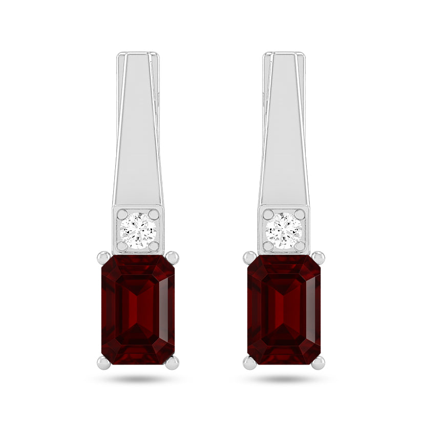 Lever back Drop Earrings | 925 Sterling Silver Birthstone Stud Earrings | Diamond Accent Gemstone Earrings | 15 Birthstone Options | Gift for Women