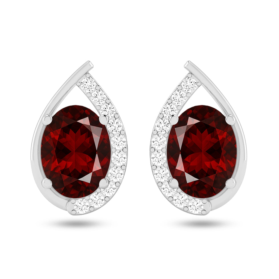 Pear Halo Stud Earrings | 925 Sterling Silver Birthstone Stud Earrings | Diamond Accent Gemstone Earrings | 15 Birthstone Options | Gift for Women (Copy)