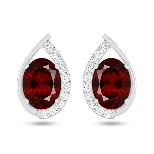 Pear Halo Stud Earrings | 925 Sterling Silver Birthstone Stud Earrings | Diamond Accent Gemstone Earrings | 15 Birthstone Options | Gift for Women (Copy)