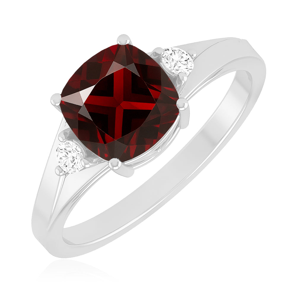 Classic Three-Stone Solitaire Ring | Sterling Silver Birthstone Ring | Genuine Gemstone & Diamond Studded Ring | Personalized Promise Ring | Gift for Her