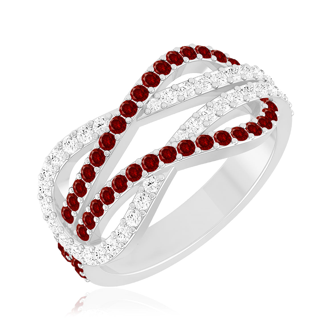 Infinity Crossover Band Ring| Sterling Silver Birthstone Ring | Genuine Gemstone & Diamond Studded Ring | Personalized Promise Ring | Gift for Her