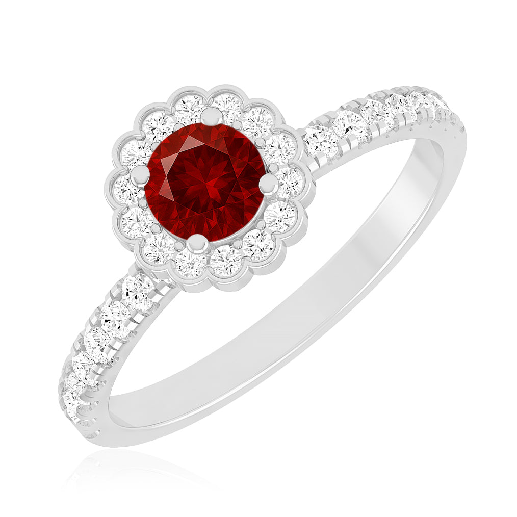 Flower Cluster Ring | Sterling Silver Birthstone Ring | Genuine Gemstone & Diamond Studded Ring | Personalized Promise Ring | Gift for Her