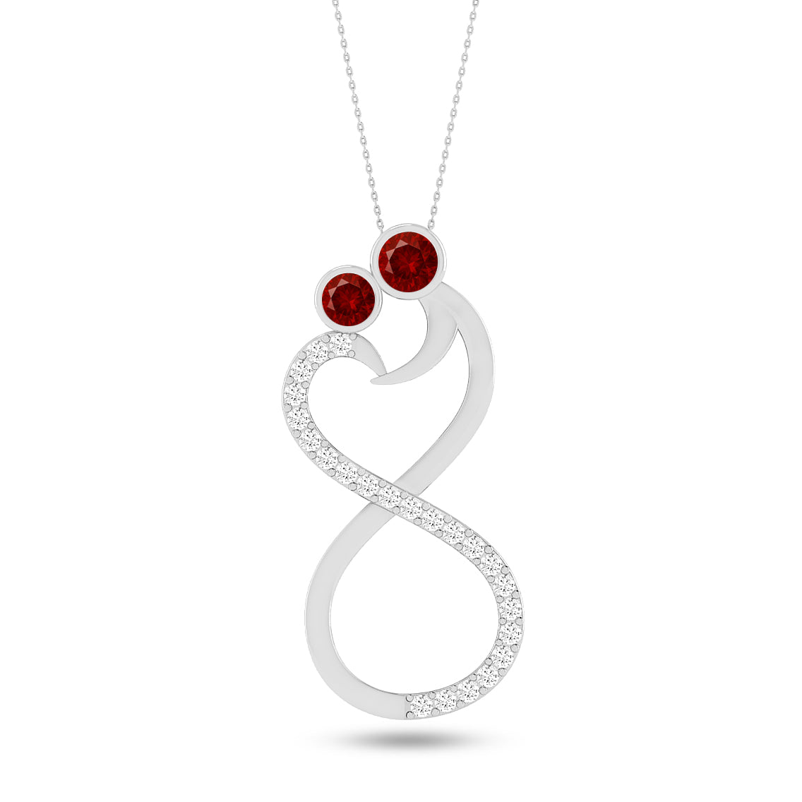 Couple Heart Infinity Pendant | Starburst Pendant | Heart Knot Teardrop Pendant | Sterling Silver Birthstone Necklace | Diamond Accent | Adjustable Chain | 15 Gemstone Choices