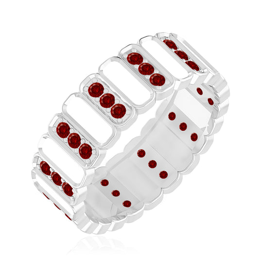 Full Eternity Band Ring | Sterling Silver Birthstone Ring | Genuine Gemstone & Diamond Studded Ring | Personalized Promise Ring | Gift for Her