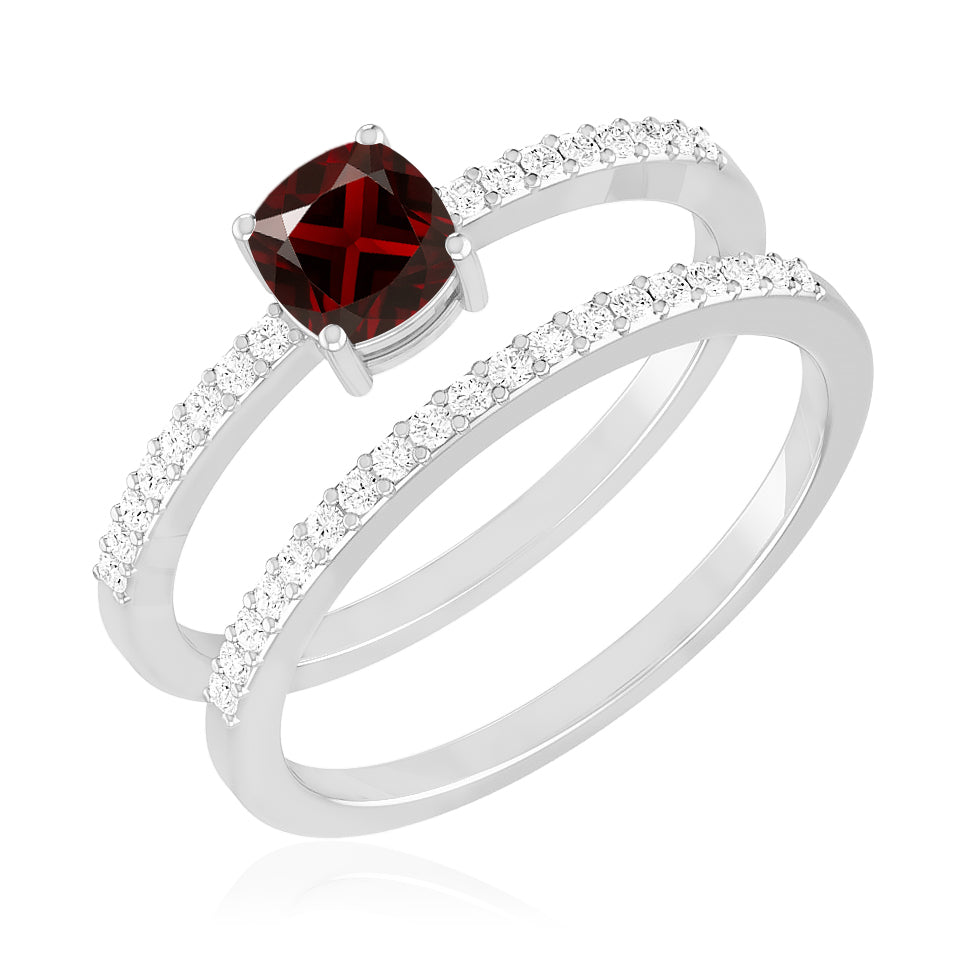 Bridal Ring Ring Set | Sterling Silver Birthstone Ring | Genuine Gemstone Studded Ring | Personalized Promise Ring | Gift for Her
