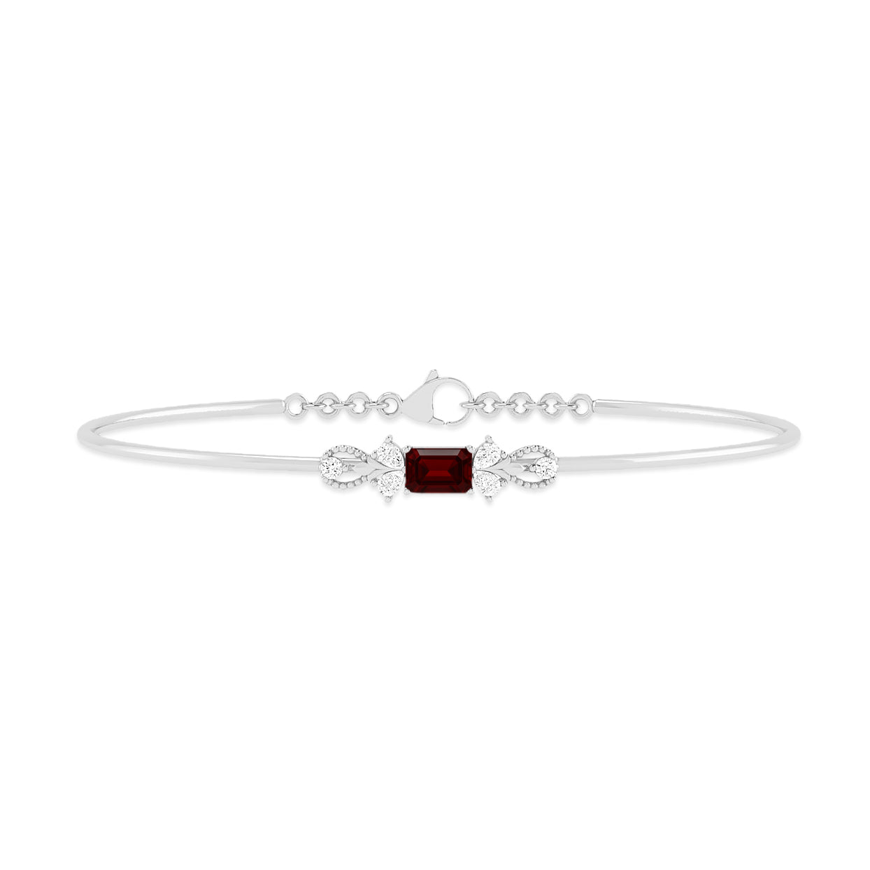 Gemstone Bangle Bracelet | Sterling Silver Birthstone Bracelet | Adjustable Chain | 15 Gemstone Choices | Personalized Gemstone Bracelet Floral Vine Bracelet Canter piece