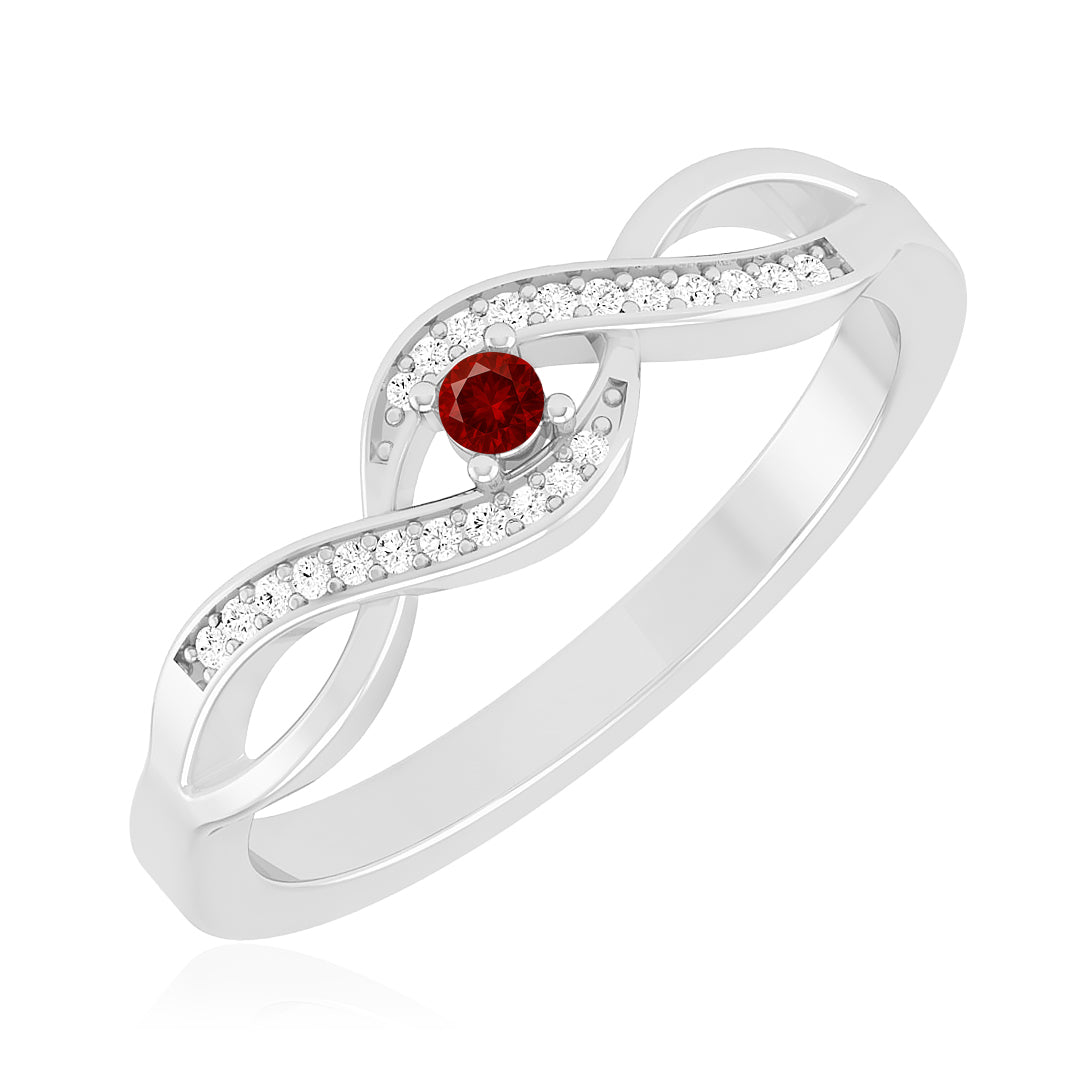 Infinity Ring | Sterling Silver Birthstone Ring | Genuine Gemstone & Diamond Studded Ring | Personalized Promise Ring | Gift for Her
