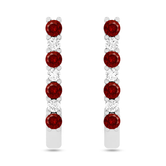 Bar Stud Earrings | 925 Sterling Silver Birthstone Stud Earrings | Diamond Accent Gemstone Earrings | 15 Birthstone Options | Gift for Women
