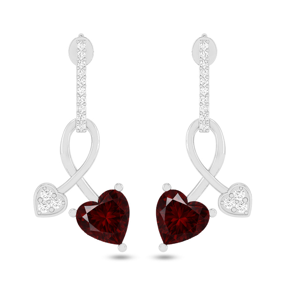 Infinity Heart Drop Earrings | 925 Sterling Silver Birthstone Stud Earrings | Diamond Accent Gemstone Earrings | 15 Birthstone Options | Gift for Women
