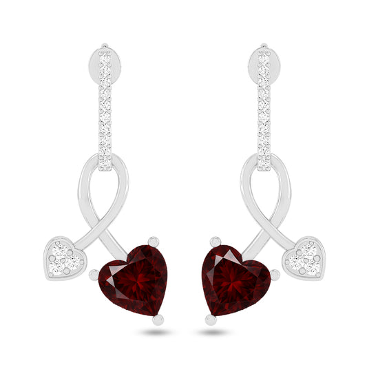 Infinity Heart Drop Earrings | 925 Sterling Silver Birthstone Stud Earrings | Diamond Accent Gemstone Earrings | 15 Birthstone Options | Gift for Women