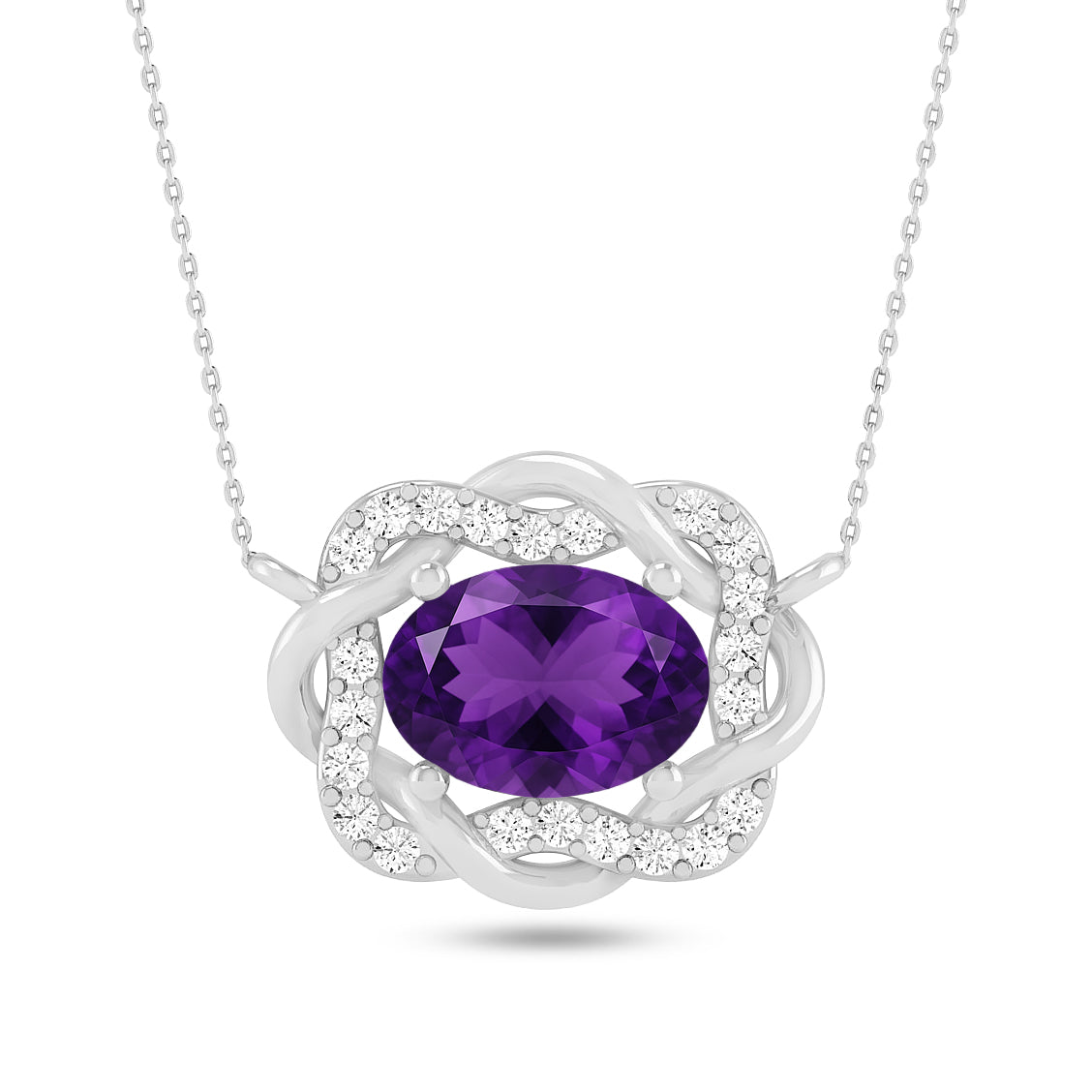 Celtic Knot Halo Pendant | Starburst Pendant | Heart Knot Teardrop Pendant | Sterling Silver Birthstone Necklace | Diamond Accent | Adjustable Chain | 15 Gemstone Choices