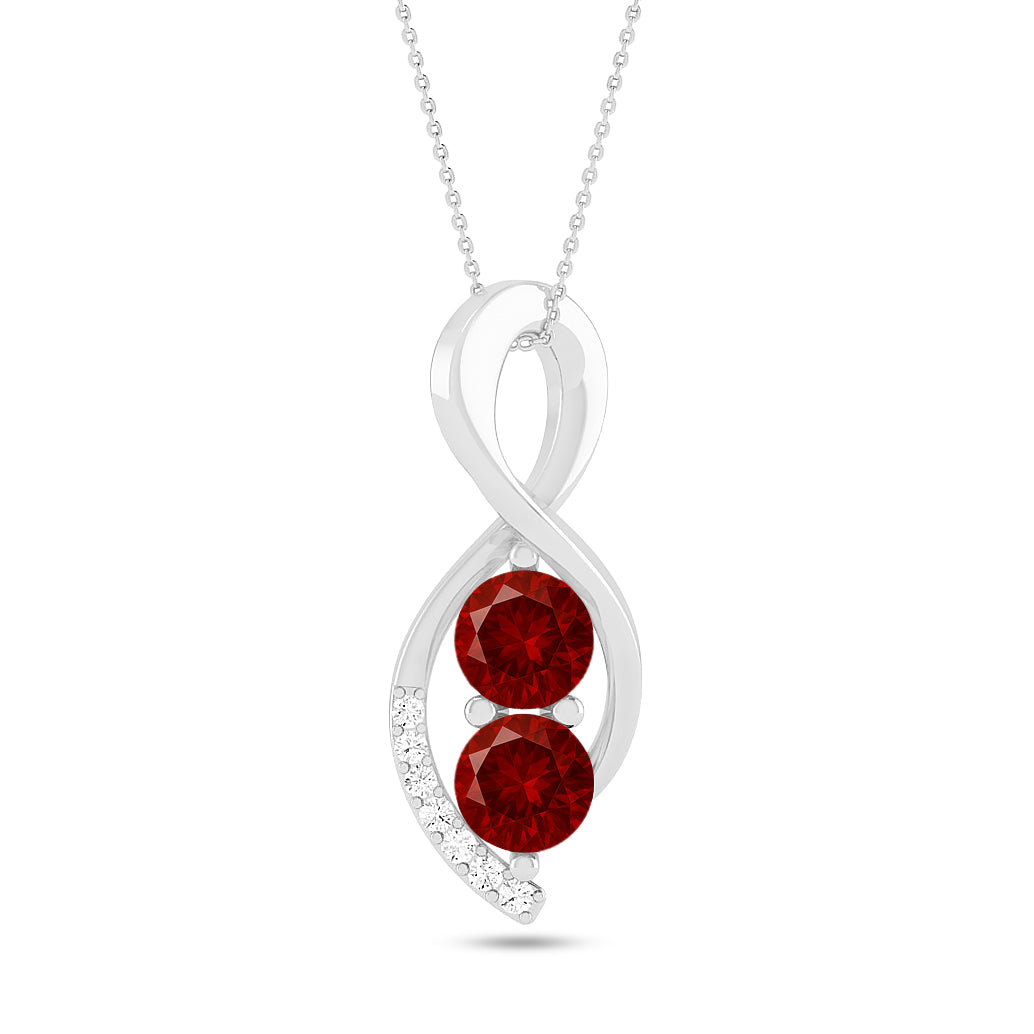 Infinity Twist Pendant | Starburst Pendant | Heart Knot Teardrop Pendant | Sterling Silver Birthstone Necklace | Diamond Accent | Adjustable Chain | 15 Gemstone Choices