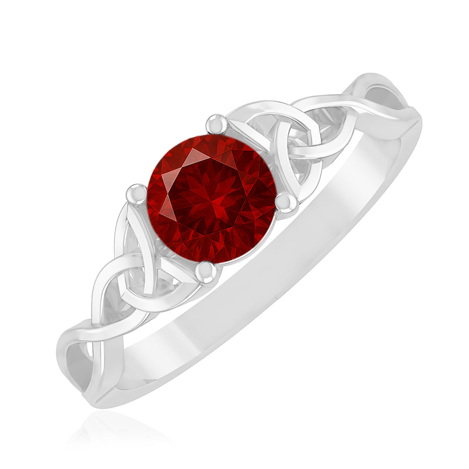 Celtic Knot Ring | Sterling Silver Birthstone Ring | Genuine Gemstone & Diamond Studded Ring | Personalized Promise Ring | Gift for Her