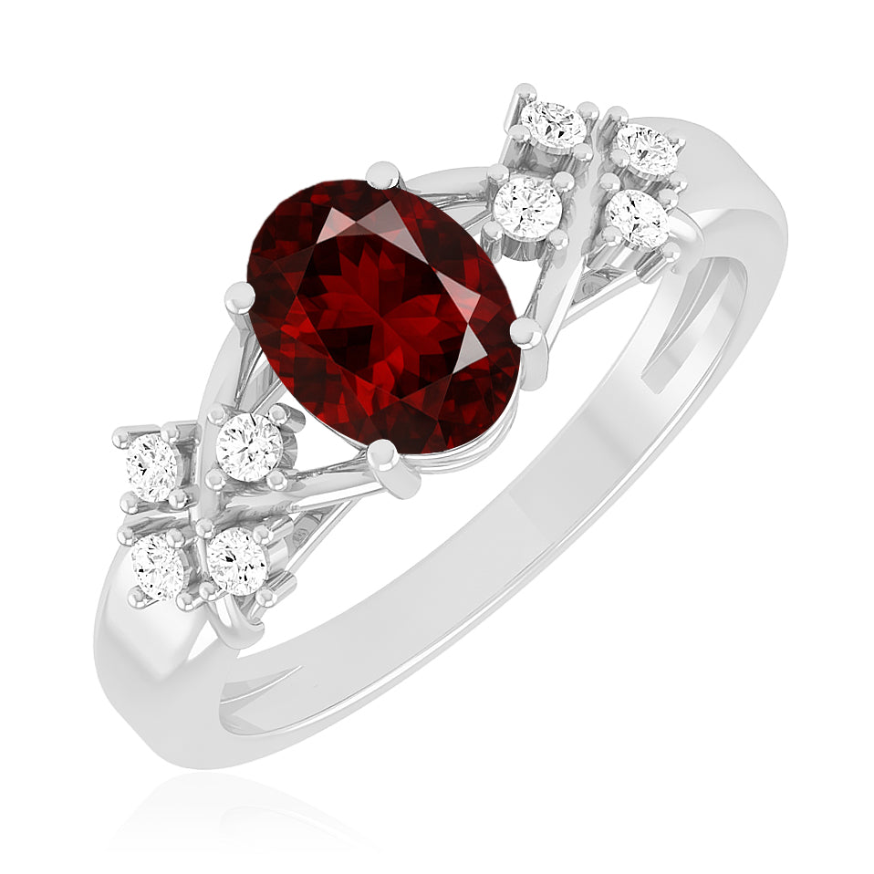 Floral Cluster Solitaire Ring | Sterling Silver Birthstone Ring | Genuine Gemstone & Diamond Studded Ring | Personalized Promise Ring | Gift for Her