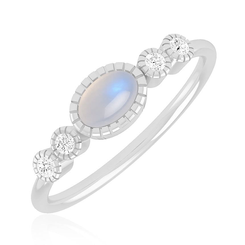 Bezel Set Three-Stone Ring | Sterling Silver Birthstone Ring | Genuine Gemstone & Diamond Studded Ring | Personalized Promise Ring | Gift for Her