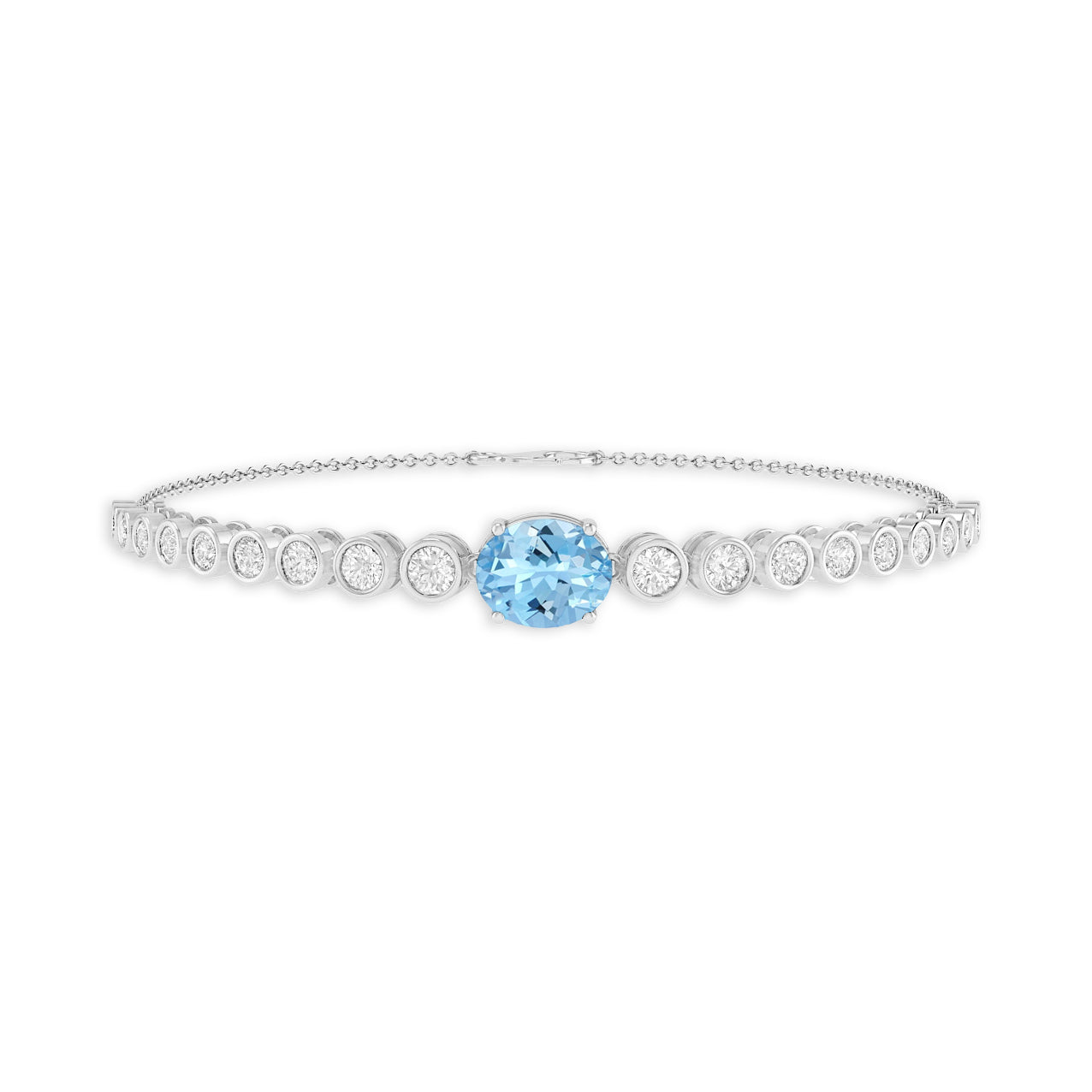 Center Stone Tennis Bracelet | Sterling Silver Birthstone Bracelet | Adjustable Chain | 15 Gemstone Choices | Personalized Gemstone Bracelet
