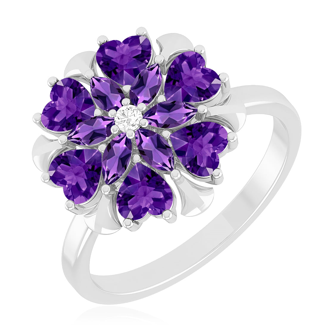 Floral Cluster Ring | Sterling Silver Birthstone Ring | Genuine Gemstone Studded Ring | Personalized Promise Ring | Gift for Her