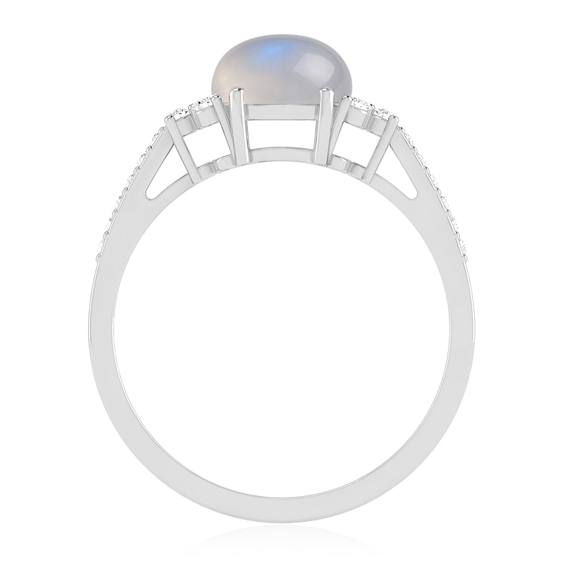 Bezel Set Three-Stone Ring | Sterling Silver Birthstone Ring | Genuine Gemstone & Diamond Studded Ring | Personalized Promise Ring | Gift for Her