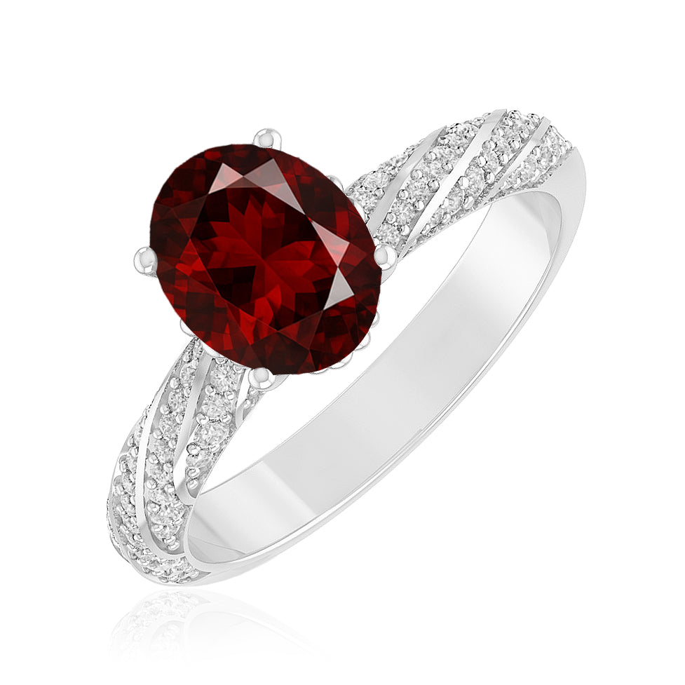 Halo Solitaire Ring | Sterling Silver Birthstone Ring | Genuine Gemstone & Diamond Studded Ring | Personalized Promise Ring | Gift for Her
