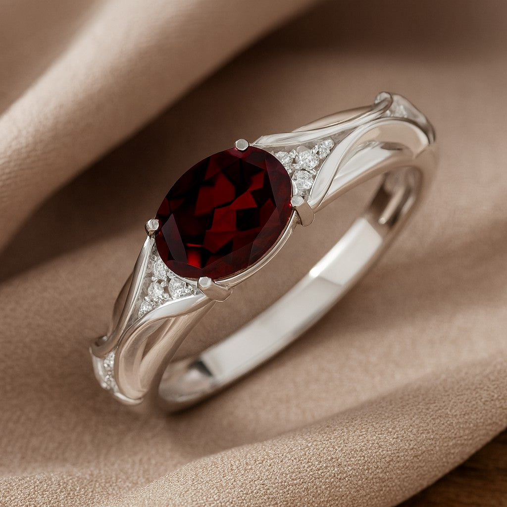 Bypass Solitaire Ring | Sterling Silver Birthstone Ring | Genuine Gemstone Studded Ring | Personalized Promise Ring | Gift for Her