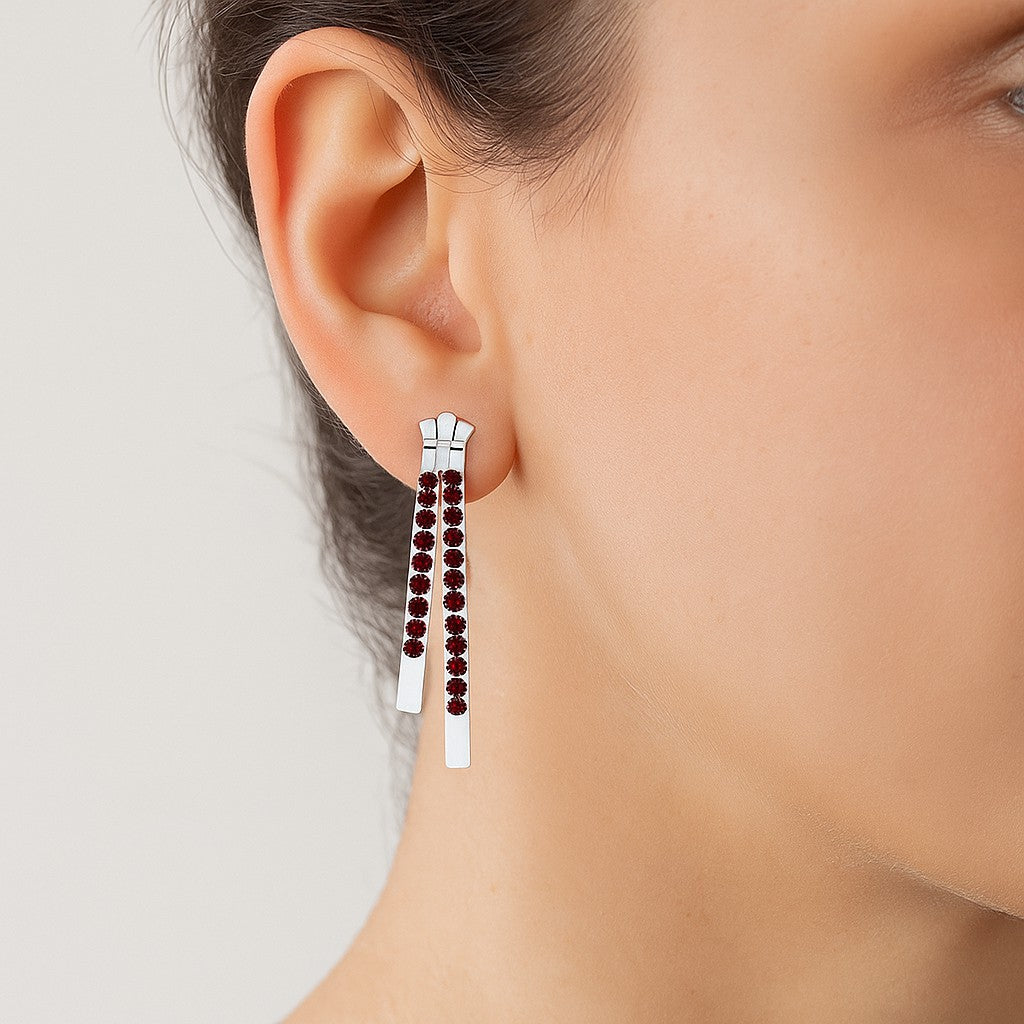 Double Row Hoop Earrings | 925 Sterling Silver Birthstone Stud Earrings | Diamond Accent Gemstone Earrings | 15 Birthstone Options | Gift for Women