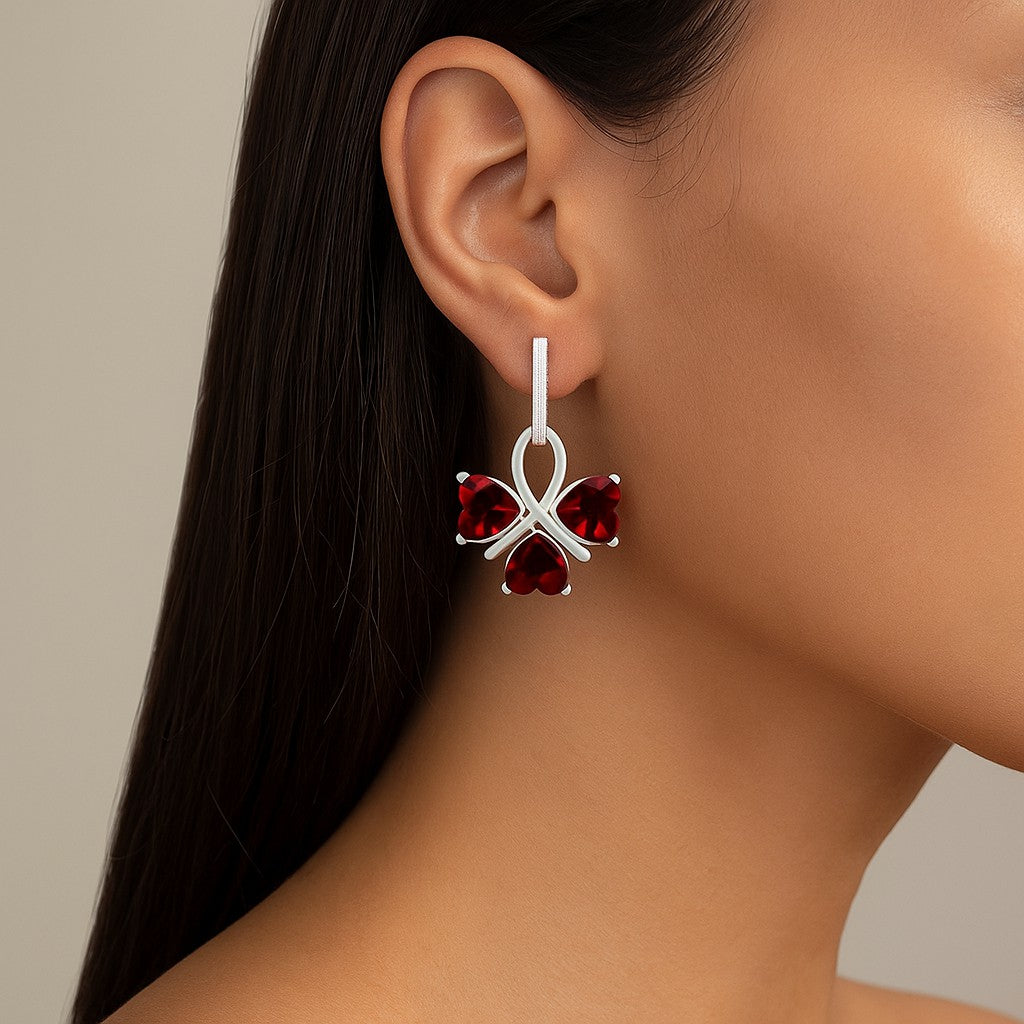 Butterfly Drop Earrings | 925 Sterling Silver Birthstone Stud Earrings | Diamond Accent Gemstone Earrings | 15 Birthstone Options | Gift for Women