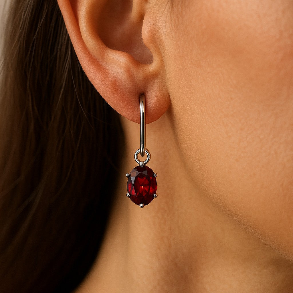 Oval Halo Drop Earrings | 925 Sterling Silver Birthstone Stud Earrings | Diamond Accent Gemstone Earrings | 15 Birthstone Options | Gift for Women (Copy)