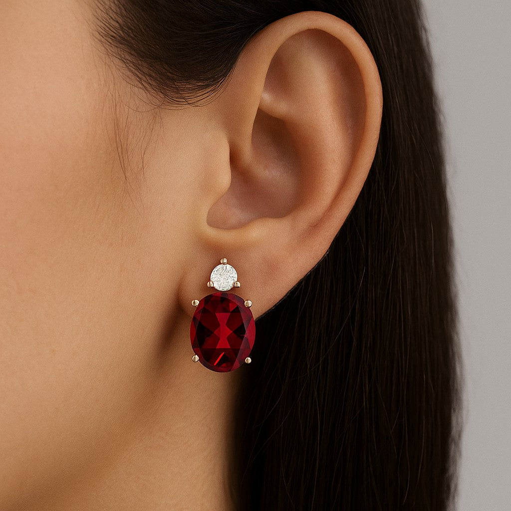 Journey Stud Earrings | 925 Sterling Silver Birthstone Stud Earrings | Diamond Accent Gemstone Earrings | 15 Birthstone Options | Gift for Women