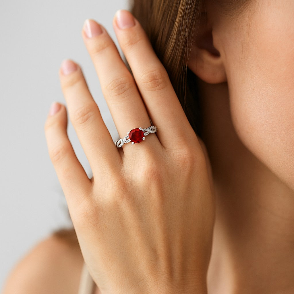 Infinity Knot Solitaire Ring | Sterling Silver Birthstone Ring | Genuine Gemstone & Diamond Studded Ring | Personalized Promise Ring | Gift for Her
